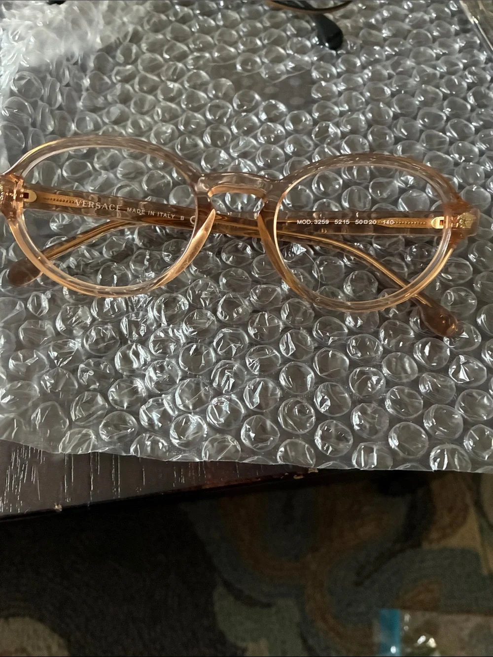 Versace Translucent Amber-Tone Round Glasses
